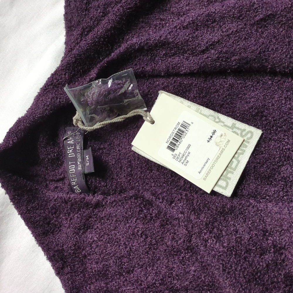 Barefoot Dreams Bamboo Chic Lite Purple Calypso Wrap Cardigan Sweater S/M✨ NEW! - Picture 8 of 16